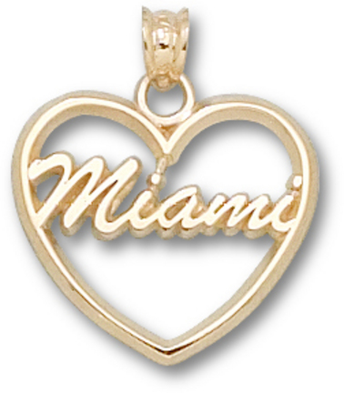 Miami (Ohio) RedHawks Script "Miami Heart" Pendant - 10KT Gold Jewelry