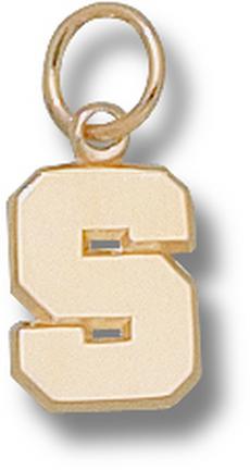 Michigan State Spartans Polished "S" 3/8" Charm - 14KT Gold Jewelry