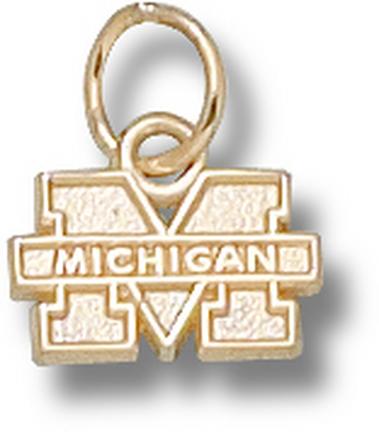 Michigan Wolverines 1/4" "M Michigan" Charm - 14KT Gold Jewelry