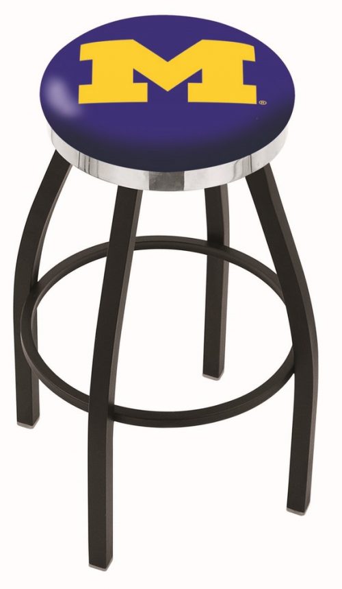 Michigan Wolverines (L8B2C) 25" Tall Logo Bar Stool by Holland Bar Stool Company (with Single Ring Swivel Black Solid Welded Base)