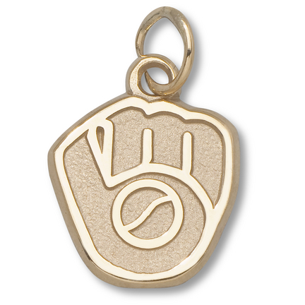 Milwaukee Brewers 1/2" Glove Charm - 10KT Gold Jewelry