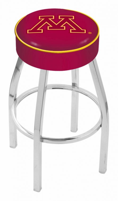 Minnesota Golden Gophers (L8C1) 30" Tall Logo Bar Stool by Holland Bar Stool Company (with Single Ring Swivel Chrome Solid Welded Base)