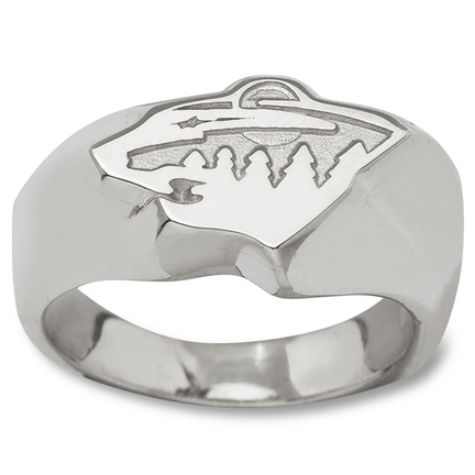 Minnesota Wild 3/8" Logo Ladies Ring - Sterling Silver Jewelry (Size 6 1/2)