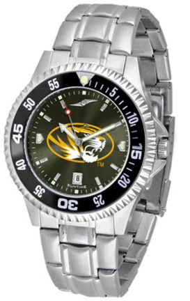 Missouri Tigers Competitor AnoChrome Men's Watch with Steel Band and Colored Bezel