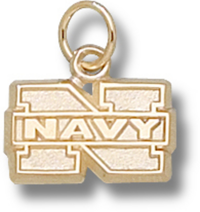 Navy Midshipmen 5/16" "N Navy" Charm - 10KT Gold Jewelry