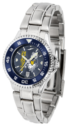Navy Midshipmen Competitor AnoChrome Ladies Watch with Steel Band and Colored Bezel