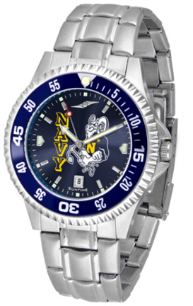 Navy Midshipmen Competitor AnoChrome Men's Watch with Steel Band and Colored Bezel