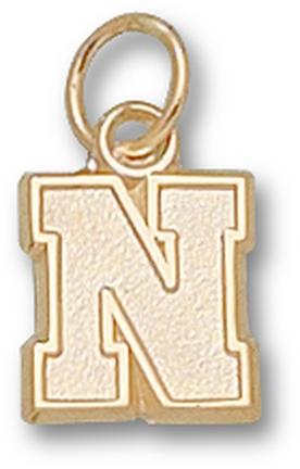 Nebraska Cornhuskers Block "N" 3/8" Charm - 14KT Gold Jewelry