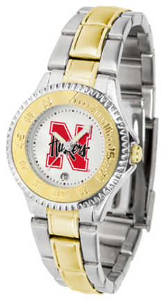 Nebraska Cornhuskers Competitor Ladies Watch with Two-Tone Band