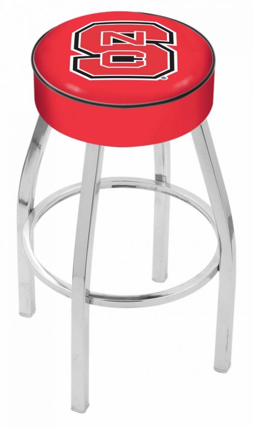 North Carolina State Wolfpack (L8C1) 30" Tall Logo Bar Stool by Holland Bar Stool Company (with Single Ring Swivel Chrome Solid Welded Base)