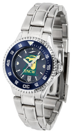 North Carolina (Wilmington) Seahawks Competitor AnoChrome Ladies Watch with Steel Band and Colored Bezel