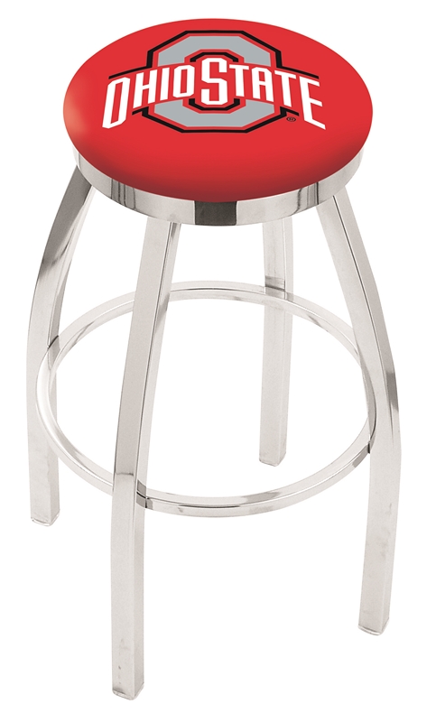 Ohio State Buckeyes (L8C2C) 30" Tall Logo Bar Stool by Holland Bar Stool Company (with Single Ring Swivel Chrome Solid Welded Base)