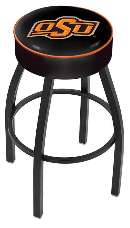 Oklahoma State Cowboys (L8B1) 30" Tall Logo Bar Stool by Holland Bar Stool Company (with Single Ring Swivel Black Solid Welded Base)