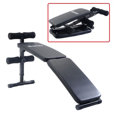 Online Gym Shop CB16912 Adjustable Folding Arc-Shaped Sit Up Bench Gym Home Exercise Fitness Workout
