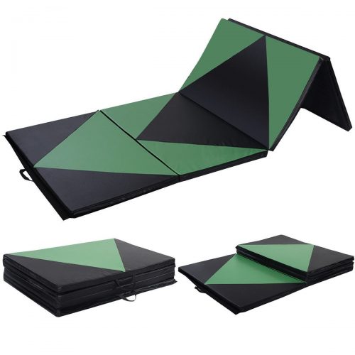 Online Gym Shop CB17014 Gymnastics Tumbling & Martial Arts Folding Mat 4 x 10 ft. x 2 in. - Green & Black