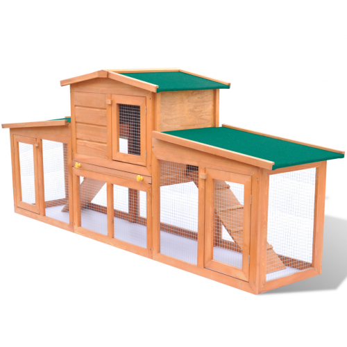 OnlineGymShop CB17596 75 in. Chicken Coop Small Animal House Large Rabbit Hutch Pet Cage with 2 Runs - Wood