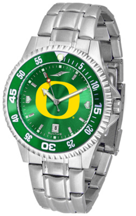 Oregon Ducks Competitor AnoChrome Men's Watch with Steel Band and Colored Bezel