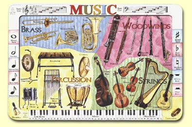 Painless Learning MUS-1 Musical Instruments Placemat