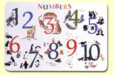 Painless Learning NUM-1 Numbers With Animals Placemat