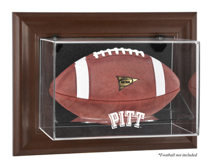 Pittsburgh Panthers Brown Framed Wall Mountable Logo Football Display Case