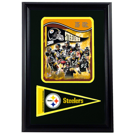 Pittsburgh Steelers 2008 Photograph with Team Pennant in a 12" x 18" Deluxe Frame