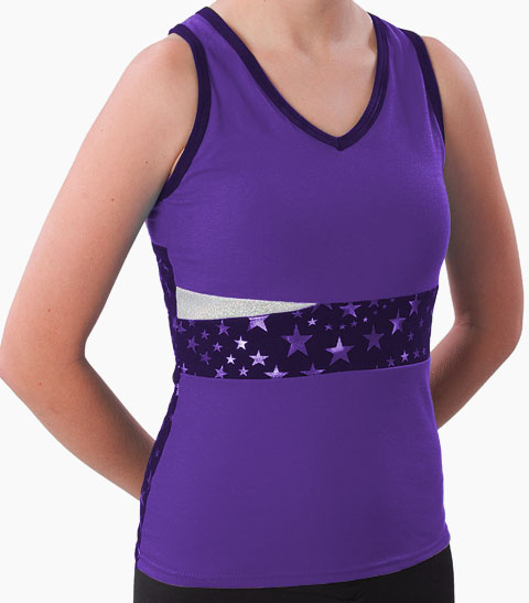 Pizzazz Performance Wear 5800SS -PUR -2XL 5800SS Adult Superstar Panel Top with Keyhole - Purple - 2XL