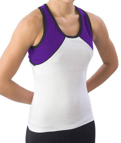 Pizzazz Performance Wear 7700 -WHTPUR-YS 7700 Youth Tri-Color Top - White with Purple - Youth Small