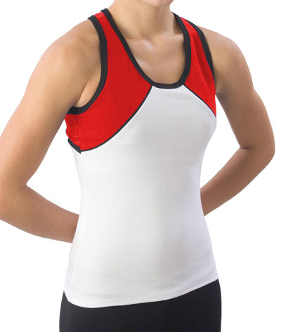 Pizzazz Performance Wear 7700 -WHTRED-YS 7700 Youth Tri-Color Top - White with Red - Youth Small