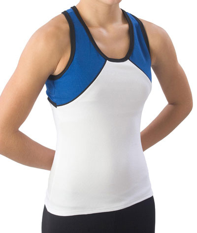 Pizzazz Performance Wear 7700 -WHTROY-YS 7700 Youth Tri-Color Top - White with Royal - Youth Small