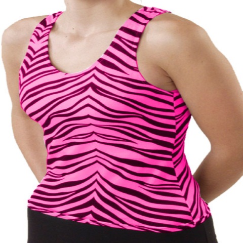 Pizzazz Performance Wear 9700AP -HPZ -YM 9700AP Youth Animal Print Racer Back Top - Hot Pink Zebra - Youth Medium