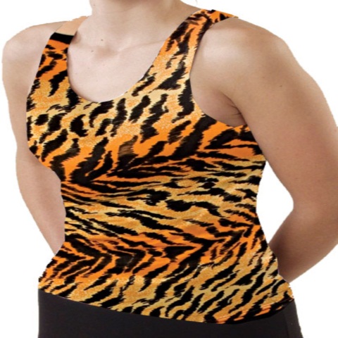 Pizzazz Performance Wear 9700AP -TIG -YS 9700AP Youth Animal Print Racer Back Top - Tiger - Youth Small