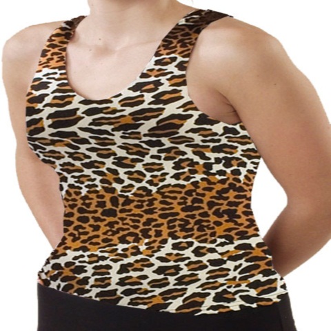 Pizzazz Performance Wear 9800AP -LEP -AS 9800AP Adult Animal Print Racer Back Top - Leopard - Adult Small