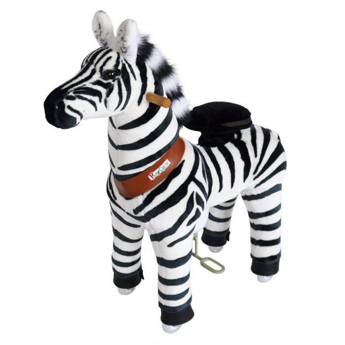 PonyCycle N3012 Plush Ride On Horse Toy Zebra-Small White