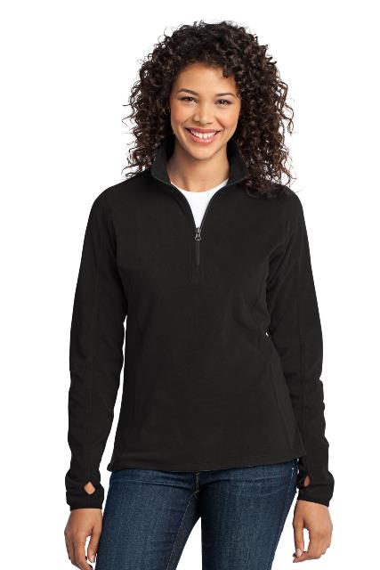 Port Authority L224 Ladies Microfleece 1 by 2-Zip Pullover Black - Extra Small