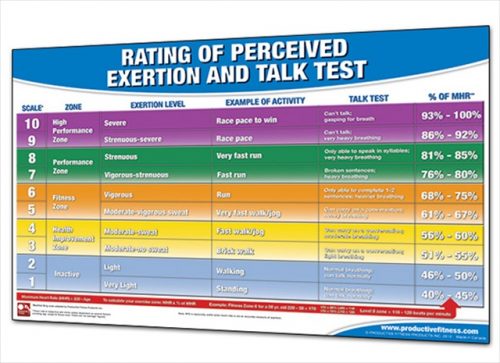 Productive Fitness CRPEL Rating of Perceived Exertion and Talk Test - Laminated