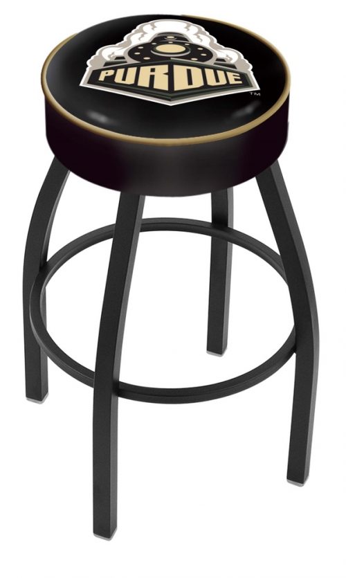 Purdue Boilermakers (L8B1) 25" Tall Logo Bar Stool by Holland Bar Stool Company (with Single Ring Swivel Black Solid Welded Base)