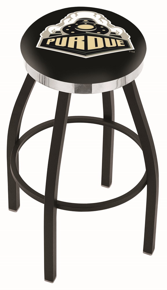 Purdue Boilermakers (L8B2C) 30" Tall Logo Bar Stool by Holland Bar Stool Company (with Single Ring Swivel Black Solid Welded Base)