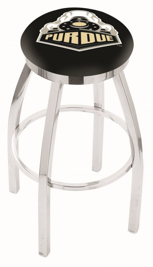 Purdue Boilermakers (L8C2C) 30" Tall Logo Bar Stool by Holland Bar Stool Company (with Single Ring Swivel Chrome Solid Welded Base)