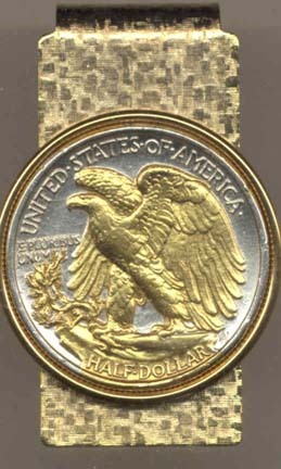 Reverse Walking Liberty Half Dollar (1916 - 1947) Two Tone U.S. Coin Hinged Money Clip