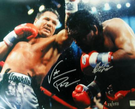 Roberto Duran and Vinny Paz Autographed 16" x 20" Photograph (Unframed)