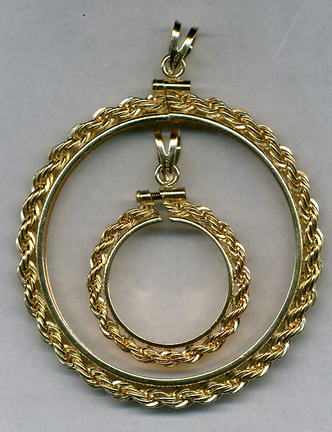 Rope Style" Gold Filled Coin Necklace Bezel / Pendant (Silver Dollar Size)