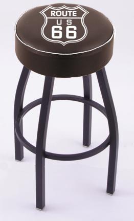 Route 66" (L8B1) 30" Tall Logo Bar Stool by Holland Bar Stool Company (with Single Ring Swivel Black Solid Welded Base)