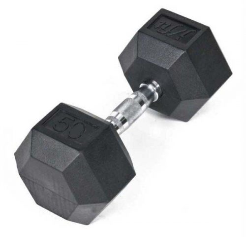 Rubber Coated Hex Dumbbell 50 lb. Single