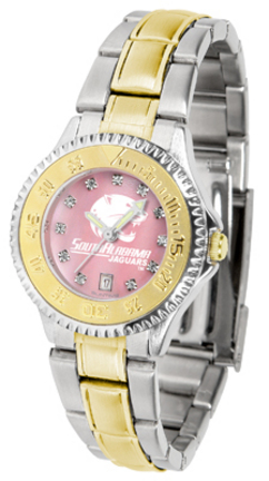 South Alabama Jaguars Competitor Ladies Watch with Mother of Pearl Dial and Two-Tone Band