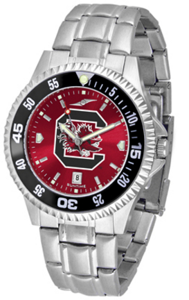South Carolina Gamecocks Competitor AnoChrome Men's Watch with Steel Band and Colored Bezel