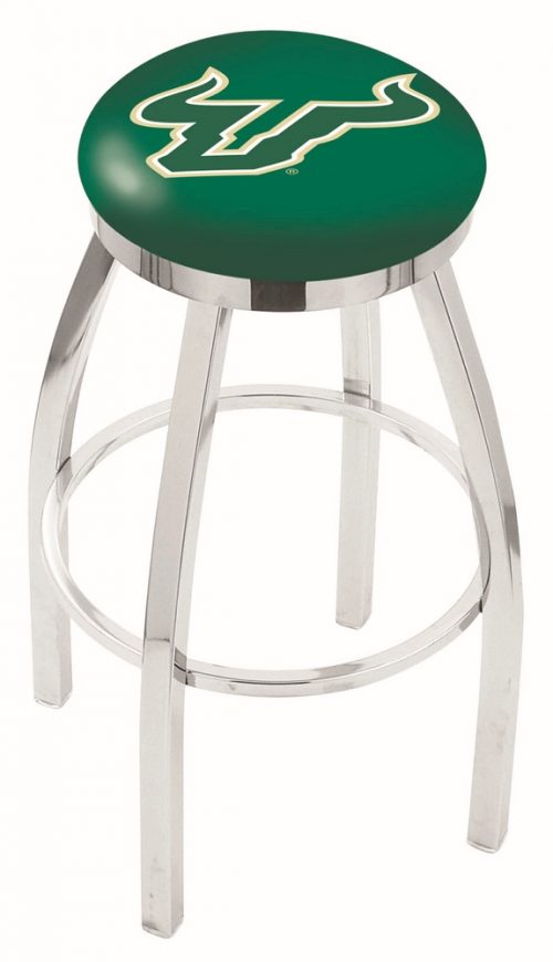 South Florida Bulls (L8C2C) 30" Tall Logo Bar Stool by Holland Bar Stool Company (with Single Ring Swivel Chrome Solid Welded Base)