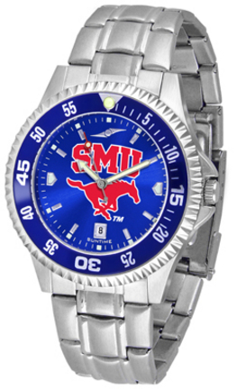 Southern Methodist (SMU) Mustangs Competitor AnoChrome Men's Watch with Steel Band and Colored Bezel
