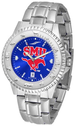 Southern Methodist (SMU) Mustangs Competitor AnoChrome Men's Watch with Steel Band