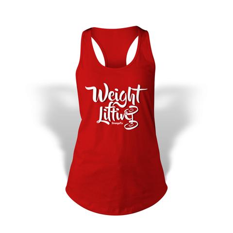 StrongerRX WTtWghLftRDSM Weight Lifting Tank Top for Women Red - Small