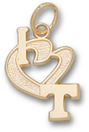 Tennessee Volunteers 1/2" "I Heart T" Charm - 10KT Gold Jewelry